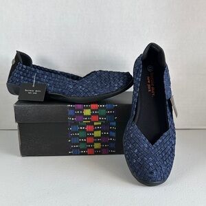 bernie mev. Navy Braided Slip-On Flats. Brand New